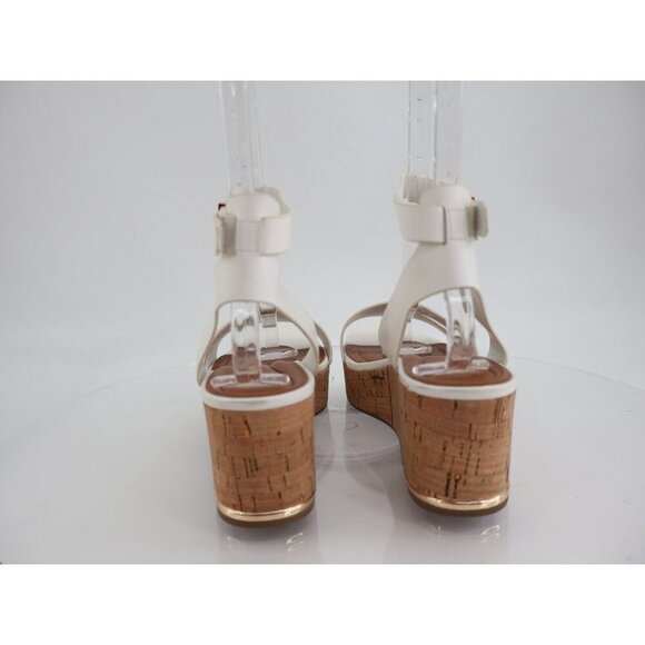 Franco Sarto Womens Primrose Sandals Cork Wedge Platform White Leather 11M - Picture 7 of 13